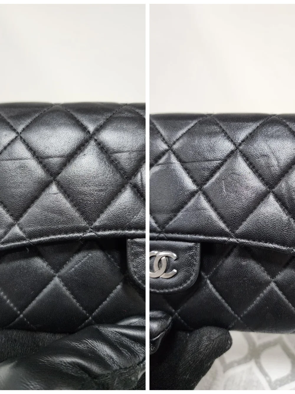 CHANEL Lambskin Quilted Large Flap Wallet Black